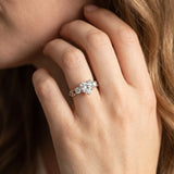White gold Three-Stone Heart Cut Diamond Cathedral Engagement Ring with Prong Setting_8