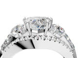 White gold Three-Stone Heart Cut Diamond Engagement Ring with Pave Band and Prong Setting_10