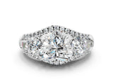 White gold Three-Stone Heart Cut Diamond Engagement Ring with Pave Band and Prong Setting_6