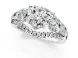 White gold Three-Stone Heart Cut Diamond Engagement Ring with Pave Band and Prong Setting_7