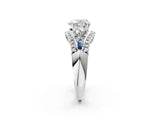White gold Three-Stone Heart Cut Diamond Engagement Ring with Pave Band and Prong Setting_8