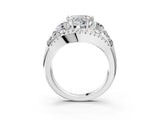 White gold Three-Stone Heart Cut Diamond Engagement Ring with Pave Band and Prong Setting_9