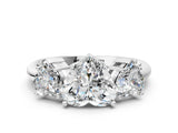 White gold Three-Stone Heart Cut Diamond Engagement Ring with Prong Setting on a White Gold Band_6