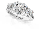 White gold Three-Stone Heart Cut Diamond Engagement Ring with Prong Setting_8