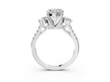 White gold Three-Stone Heart Cut Diamond Pavé Band with Four-Prong Setting_54