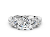 White gold Three-Stone Heart Cut Diamond Ring with Channel-Set Band and Four-Prong Setting_131