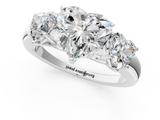 White gold Three-Stone Heart Cut Diamond Ring with Channel-Set Band and Four-Prong Setting_132