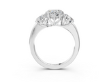 White gold Three-Stone Heart Cut Diamond Ring with Channel-Set Band and Four-Prong Setting_134