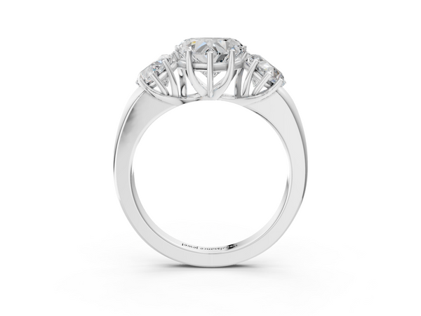 White gold Heart Cut Diamond Three-Stone Ring with Four-Prong Setting and Classic Band