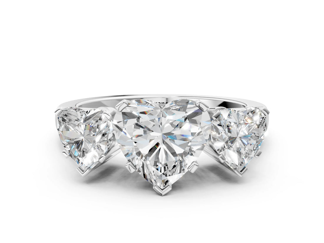 White gold Three-Stone Heart Cut Diamond Ring with Channel Set Band and Four-Prong Setting_18