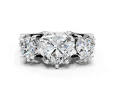 White gold Three-Stone Heart Cut Diamond Ring with Channel-Set Band and Four-Prong Setting_64