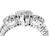 White gold Three-Stone Heart Cut Diamond Ring with Channel-Set Band and Prong Setting_10