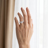 White gold Three-Stone Heart Cut Diamond Ring with Channel-Set Band and Prong Setting_18