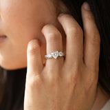 White gold Three-Stone Heart Cut Diamond Ring with Channel-Set Band and Prong Setting_20