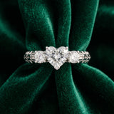 White gold Three-Stone Heart Cut Diamond Ring with Channel-Set Band and Prong Setting_21