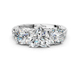 White gold Three-Stone Heart Cut Diamond Ring with Channel-Set Band and Prong Setting_6
