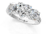 White gold Three-Stone Heart Cut Diamond Ring with Channel-Set Band and Prong Setting_7
