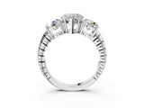 White gold Three-Stone Heart Cut Diamond Ring with Channel-Set Band and Prong Setting_9