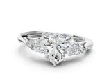 White gold Three-Stone Heart Cut Diamond Ring with Pear  Side Stones in Four-Prong Setting_16