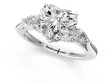 White gold Three-Stone Heart Cut Diamond Ring with Pear  Side Stones in Four-Prong Setting_17