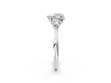 White gold Three-Stone Heart Cut Diamond Ring with Pear  Side Stones in Four-Prong Setting_18
