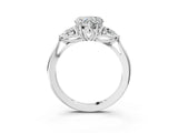 White gold Three-Stone Heart Cut Diamond Ring with Pear  Side Stones in Four-Prong Setting_19