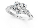 White gold Three-Stone Heart Cut Diamond Ring with Pear Side Stones in Four-Prong Setting_198