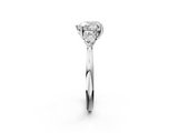 White gold Three-Stone Heart Cut Diamond Ring with Pear Side Stones in Four-Prong Setting_199