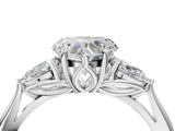 White gold Three-Stone Heart Cut Diamond Ring with Pear  Side Stones in Four-Prong Setting_20