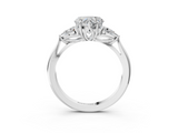 White gold Three-Stone Heart Cut Diamond Ring with Pear Side Stones in Four-Prong Setting_200