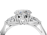 White gold Three-Stone Heart Cut Diamond Ring with Pear Side Stones in Four-Prong Setting_201