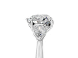 White gold Three-Stone Heart Cut Diamond Ring with Pear  Side Stones in Four-Prong Setting_21
