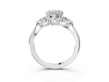 White gold Three-Stone Heart Cut Diamond Ring with Pear  Side Stones in Four-Prong Setting_25