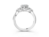White gold Three-Stone Heart Cut Diamond Ring with Pear  Side Stones in Four-Prong Setting_67