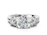 White gold Three-Stone Heart Cut Diamond Ring with Prong Setting and Classic Band_3