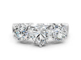 White gold Three-Stone Heart Cut Diamond Ring with Round Side Stones, Classic Band, and Four-Prong Setting_7
