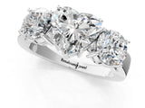 White gold Three-Stone Heart Cut Diamond Ring with Round Side Stones, Classic Band, and Four-Prong Setting_8