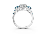 White gold Three-Stone Heart Cut Diamond Ring with Round with Blue Topaz side stone Pavé Band and Prong Setting_15