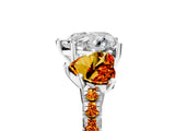White gold Three-Stone Heart Cut Diamond Ring with Round with Citrine side stone Pavé Band and Prong Setting_17