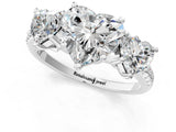 White gold Three-Stone Heart Cut Diamond Ring with Round with Moissanite side stone Pavé Band and Prong Setting_13