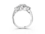 White gold Three-Stone Heart Cut Diamond Ring with Round with Moissanite side stone Pavé Band and Prong Setting_15