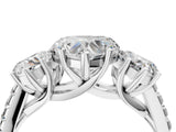 White gold Three-Stone Heart Cut Diamond Ring with Round with Moissanite side stone Pavé Band and Prong Setting_16