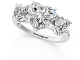 White gold Three-Stone Heart Cut Diamond Ring with Round with Moissanite side stone Pavé Band and Prong Setting_22