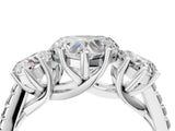 White gold Three-Stone Heart Cut Diamond Ring with Round with Moissanite side stone Pavé Band and Prong Setting_22
