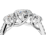 White gold Three-Stone Heart Cut Diamond Ring with Round with Moissanite side stone Pavé Band and Prong Setting_4