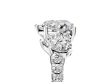 White gold Three-Stone Heart Cut Diamond Ring with Round with Moissanite side stone Pavé Band and Prong Setting_5