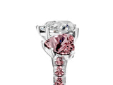 White gold Three-Stone Heart Cut Diamond Ring with Round with Morganite side stone Pavé Band and Prong Setting_17