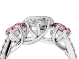 White gold Three-Stone Heart Cut Diamond Ring with Round with Morganite side stone Pavé Band and Prong Setting_4