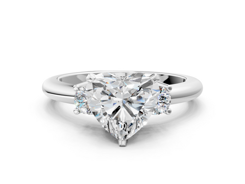 White gold Three-Stone Heart Cut Diamond Solitaire with Prong Setting and Classic Band_48