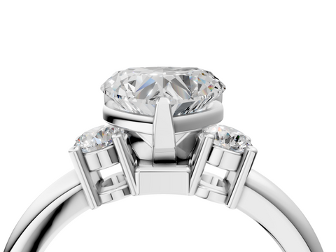 White gold Three-Stone Heart Cut Diamond Solitaire with Prong Setting and Classic Band_49